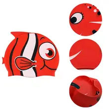 Детская силиконовая шапочка для купания для мальчиков и девочек, водонепроницаемая, защита от солнца, милая мультяшная шляпа с рыбкой, Q6PD