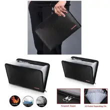 Fireproof Waterproof File Folder Money Document Bag with 12 Pockets Zipper Closure Pouch New Arrival