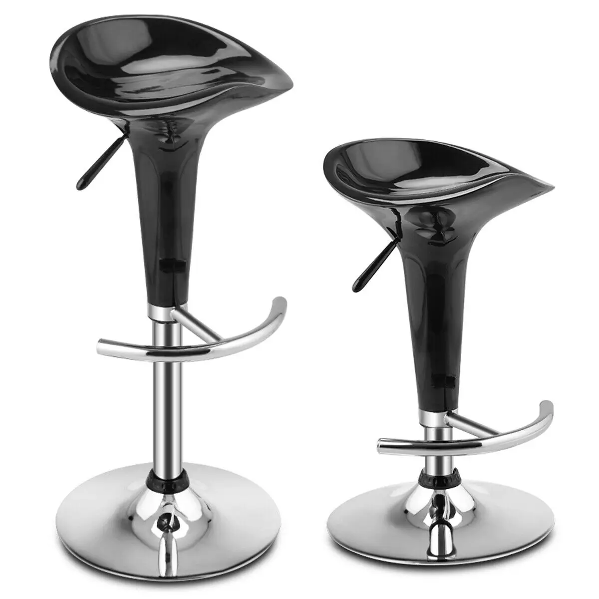 

Costway Set of 2 Modern Bombo Style Swivel Barstools Adjustable Counter Chair Bar Stools (Black)
