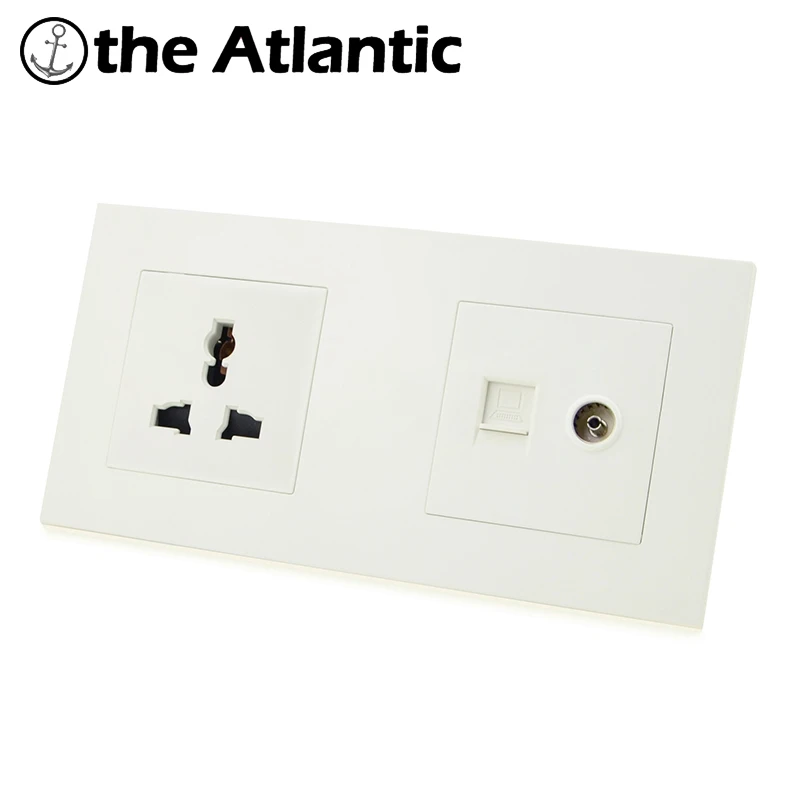 

Atlectric Universal Plug Socket RJ45 Computer Data TV Port Dual RJ45 Socket Plastic Panel Power Electrical Outlet