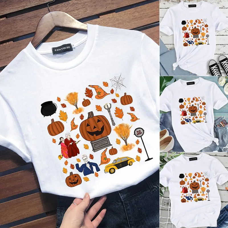 

T-shirt Top Pumpkin Shirt Women Graphic Halloween Pumpkin Tee Tshirt Harajuku Women Causal Cotton Tops Tees Shirt