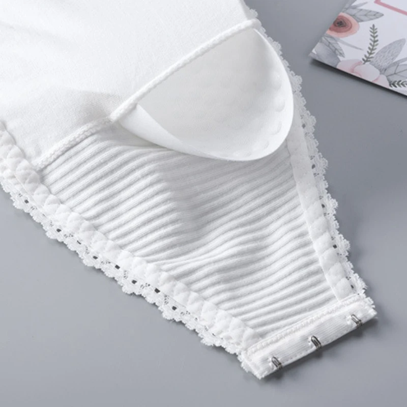 Women Lingerie Bra Vertical Striped Strapless Cotton Invisible Chest Tube Top Inside Dress Lace Side