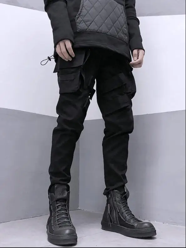 

New tide brand Hong Kong style straight overalls men tide street hip hop wild Harem pants 2020 spring men trousers