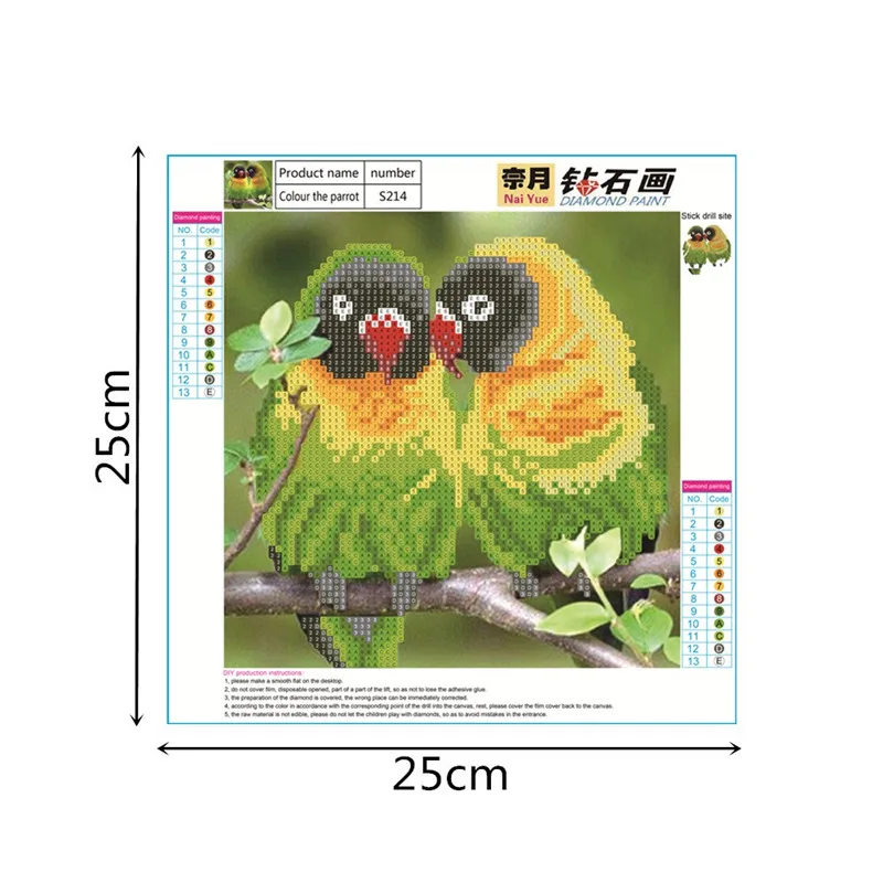 Алмазная вышивка крестиком DIY Поделки круглый Цвет Алмаз Попугай Картина