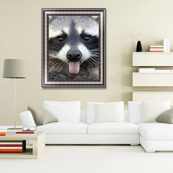 

Full Round Diamond 5D DIY Diamond Painting Lovely Raccoon Diamond Embroidery Cross Stitch Rhinestone Mosaic Home Decor