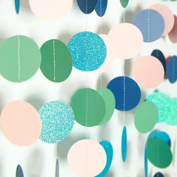 

Dusty Blue Pink Green Circle Garland for Wedding Party Decoration Elegent Hanging Circle Dots Streamer Backdrop Banner Decor for