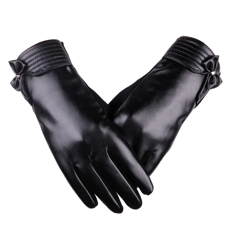 

Korean Version of The Touch Screen Bow Cute Not Down Fluff Open Cycling Line Autumn and Winter Plus Velvet Ladies Gloves Eldiven