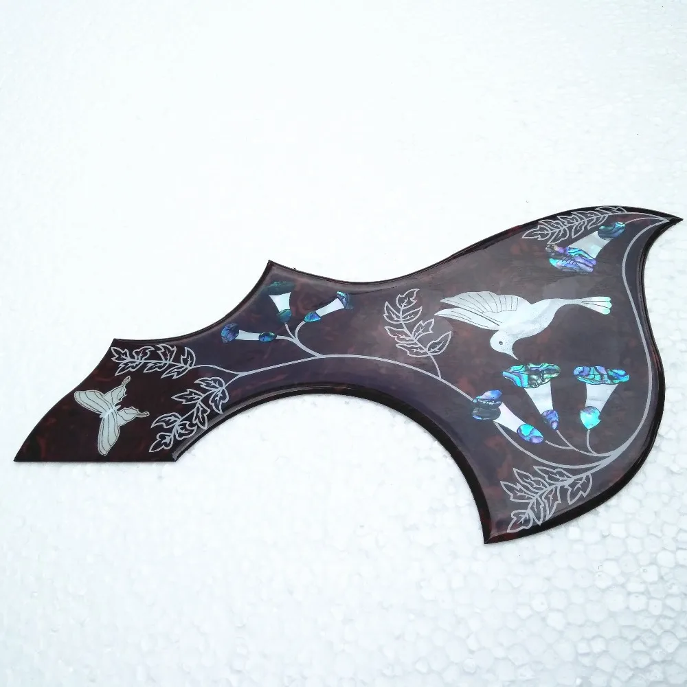 2 мм толщина акустической гитары pickguard, Abalone птица инкрустация pick guard толстые целлюлоидные pickguard, с самонаклейкой