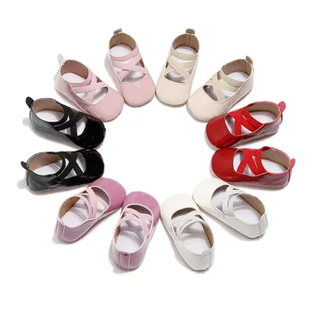 

New Soft PU Leather Baby Girl Shoes Solid Color Rubber Sole Non Slip Newborn Toddler Baby Shoes Baby Crib Shoes First Walker