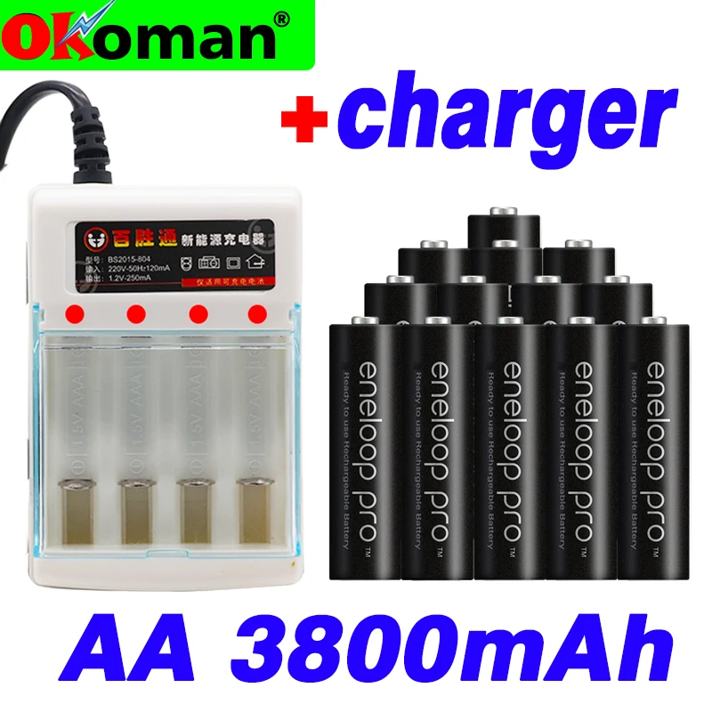 Новая батарея основная Pro AA3800 MAH 1 2 V Ni MH игрушечная перезаряжаемая с зарядным