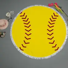 Круглая кисточка бейсбол софтбол пляжное полотенце микрофибра Волейбол Баскетбол Футбол банное полотенце-коврик для йоги 150 см