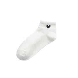 five pairs 5 пар/лот, женские модные носки для скейтборда, милые носки с принтом в форме сердца, простые женские короткие носки, носки-лодочки для девочек - Цвет: five pairs