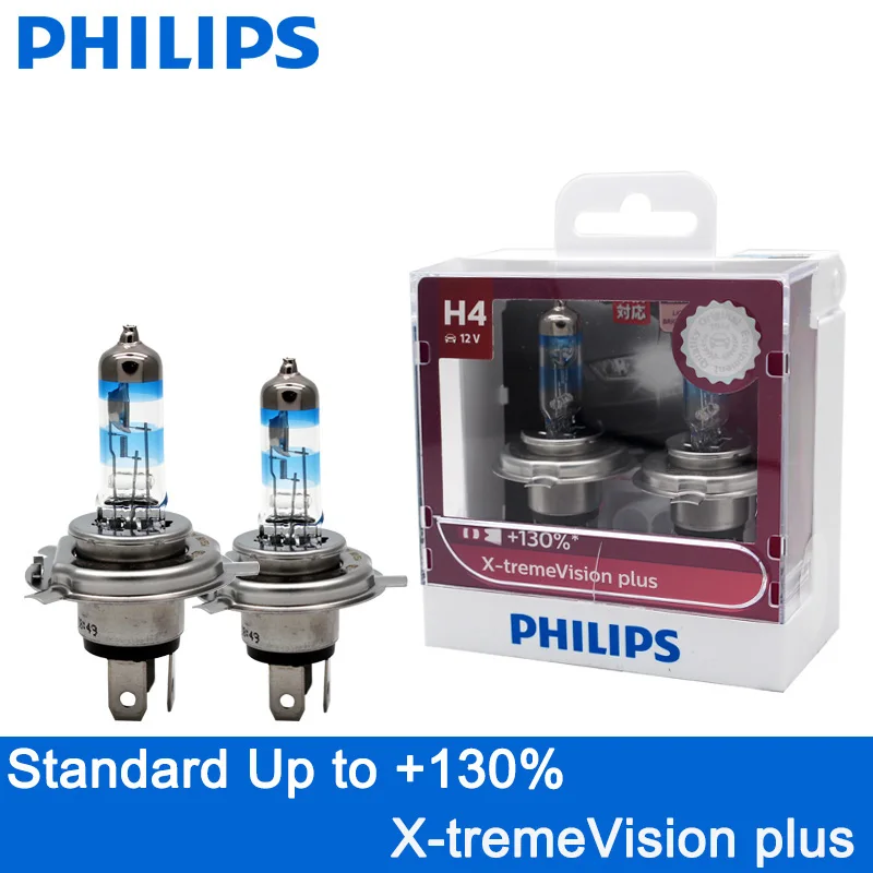 2X Philips H4 9003 HB2 12V 60/55W X-treme Vision Plus ксеноновый белый светильник галогенный 130% более