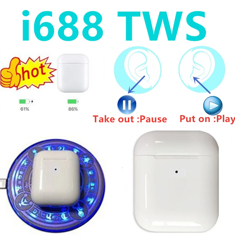 

i688 TWS In-ear Smart Sensor Wireless Earphone Super Sound Earbuds Pop up Bluetooth 5.0 Earphones Pk i1000 i2000 i800 TWS