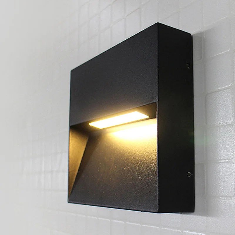 

wall lamp waterproof single head led square die-casting acrylic indoor and outdoor simple modern aluminum engineering lamp