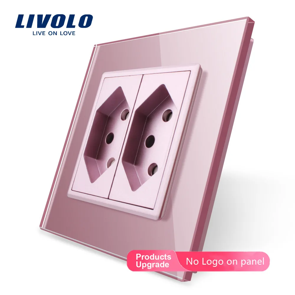 Livolo стандарт ЕС две банды швейцарская розетка, белая кристальная стеклянная панель, AC 110~ 250 В настенная розетка, C7C2CH-11, без логотипа