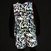 Summer Men's Sets Mushroom Print Reflective Tank Top Elasticity Breathable Sleeveless TShirt Sportswear Shorts Joggers tracksuit 3
