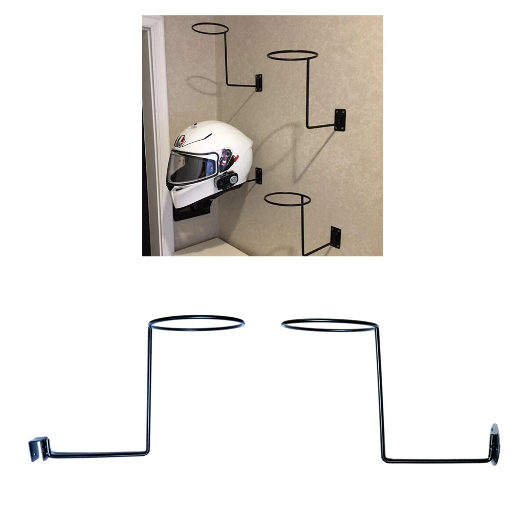 2pcs Motorcycle Motorbike Wall Mount Helmet Holder Hanger Rack Jacket Hook Black