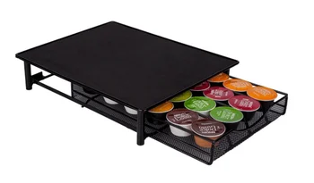 

24 PCS Dolce Gusto Capsule Drawer Storage Stand Black Straight Row Rotatable Metal Rack Plating Stainless 2020 New Coffee Racks