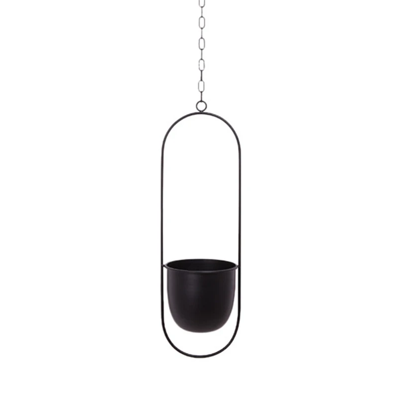 Geometric Iron Hanging Planter Vase Simple Design Plant Pot Modern Window Hanger 896A