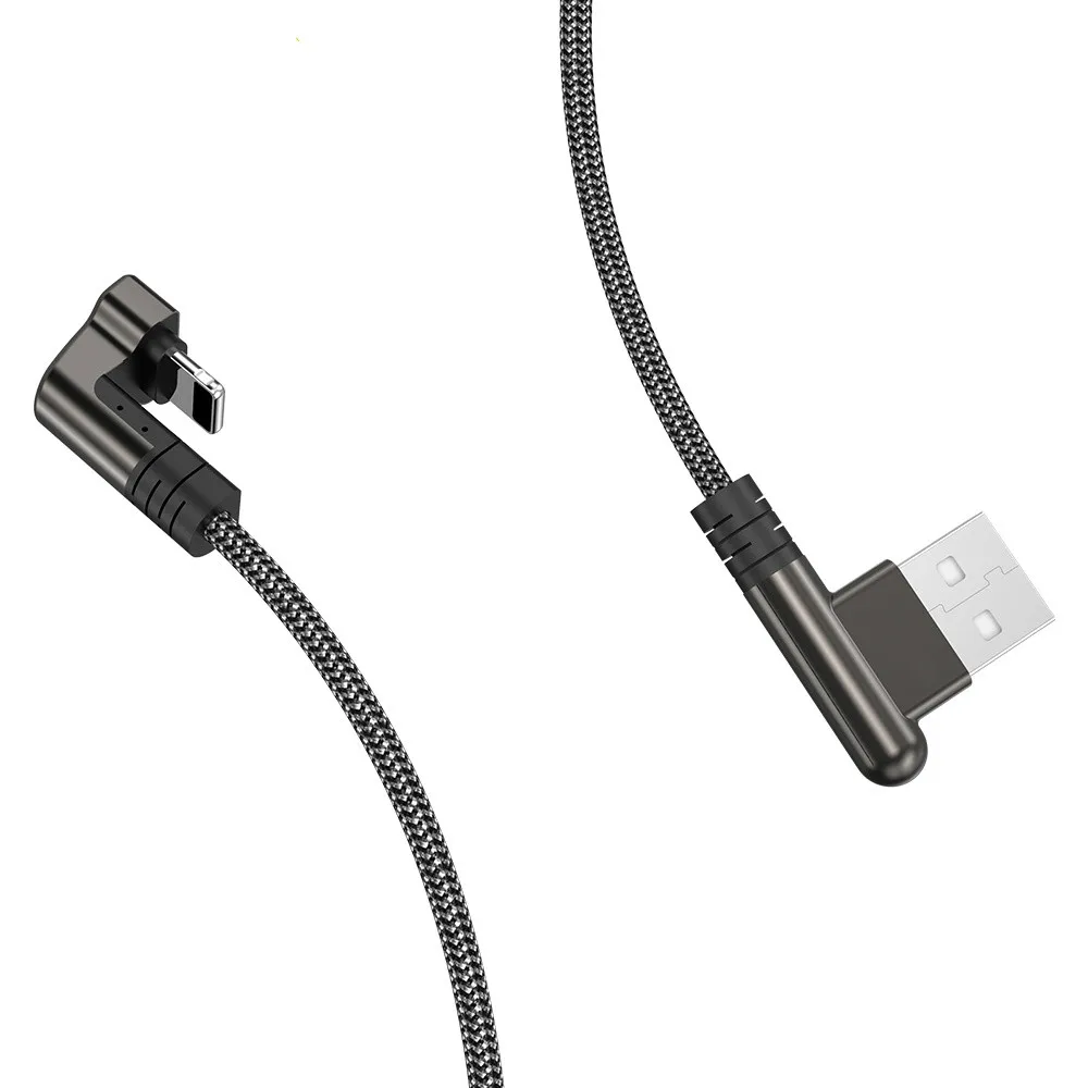 180 градусов L нейлоновый USB C type C кабель для быстрой зарядки мобильных телефонов для Iphone 7 8 XR XS 11Max samsung S8 S9 Xiaomi Mi 8 Huawe
