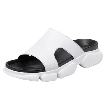 

outdoor anti-skid fender summer men genuine leather slippers summer sandals Sneakers Men Slippers Flip Flops casual Shoes beach