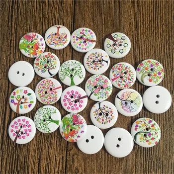 

100pcs 15mm Mixed Countryside Trees Wood Round Buttons Craft Scrapbooking DIY Sewing 2 Holes Button Embellishments