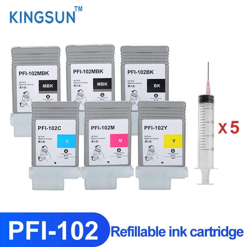 PFI-102 PFI102 пустой пополняемый картридж с чипами для Canon iPF500 iPF510 iPF600 iPF605 iPF610 iPF700 iPF710
