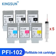 PFI 102 PFI102 Rechargeable Cartouche D'encre Avec Puces Permanentes Pour Canon iPF500 iPF510 iPF600 iPF605 iPF610 iPF700 iPF710 iPF720