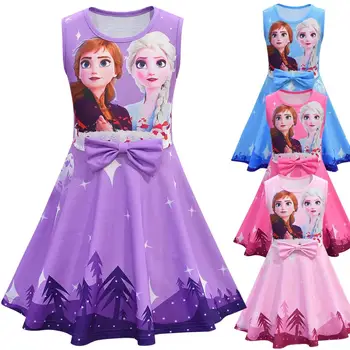 

Snow Queen Girls Dress Summer My Princess Girl Print Dress Rainbow Pony Birthday Party Vestidos Dress Baby Child Flower Apparel
