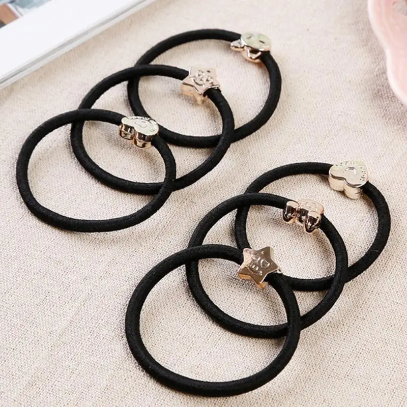 

Retro Metal Rubber Hair ring Metal Charm Women Girls Cute Elastic Hair Bands Kid Children Simple Plate Hair Rope