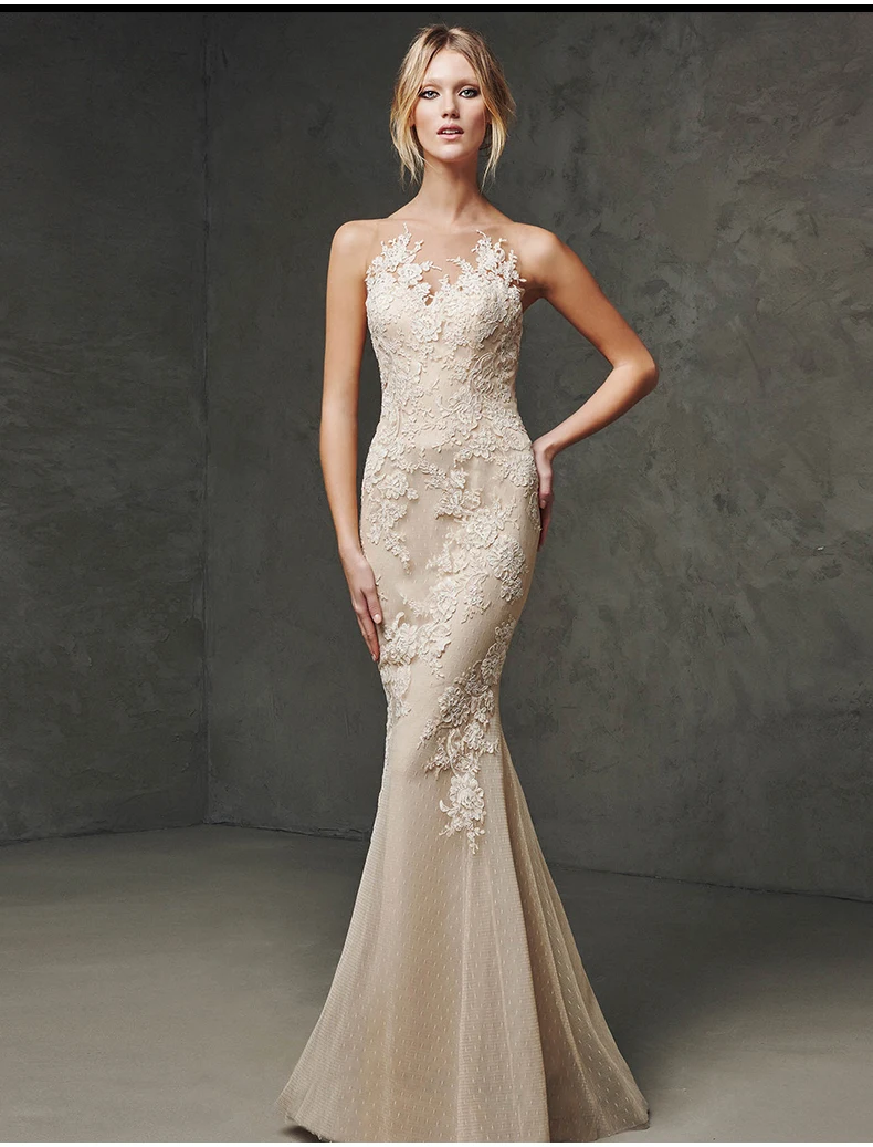 

Женское вечернее платье-русалка, кружевное бальное платье без рукавов, с аппликацией, для матери невесты, 2018