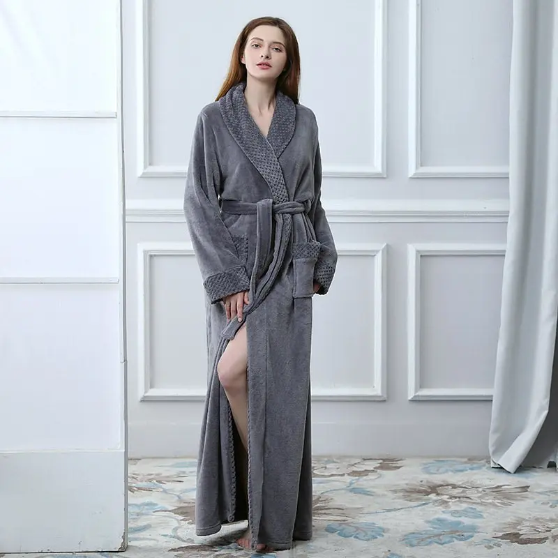 Mens Long Flannel Cotton Warm Spa Bathrobe Robe Sleepwear Men's Sleep& Lounge Robes C81