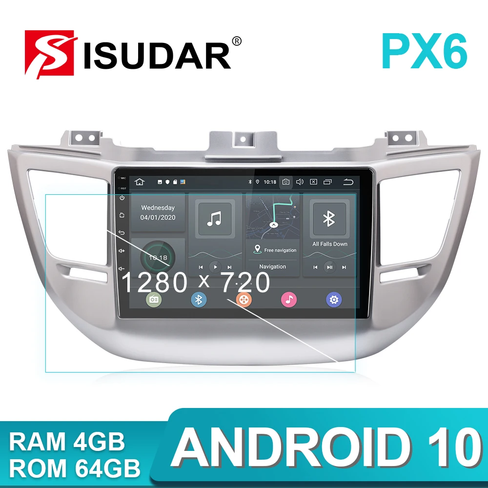 Isudar PX6 Android10 1 Din Авто радио для Hyundai/Tucson 3 2015-2018 Автомобильный мультимедийный 6 ядро