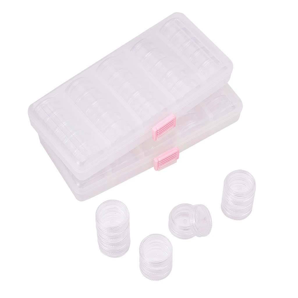 25x прозрачные контейнеры для хранения косметики прозрачный макияж Штабелируемый для небольших банок/чашки с крышкой таблетки конфеты коробка для хранения 30x15 мм