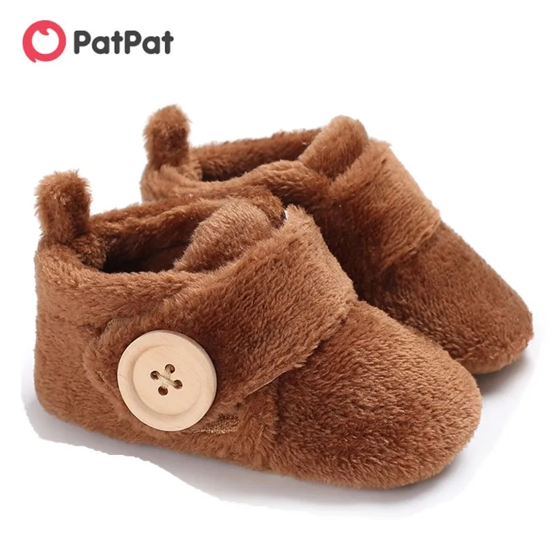 

PatPat 2020 New Arrival Winter Baby Toddler Solid Button Velvet Casual Prewalker Shoes Fours Colors Warm Baby Shoes