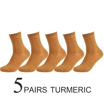 B 5 pairs turmeric PIER POLO, носки, мужские хлопковые нарядные носки, брендовые новые деловые мужские носки, мужские носки высокого качества для отдыха, длинные носки в подарок, размер 39-44 - Цвет: B 5 pairs turmeric