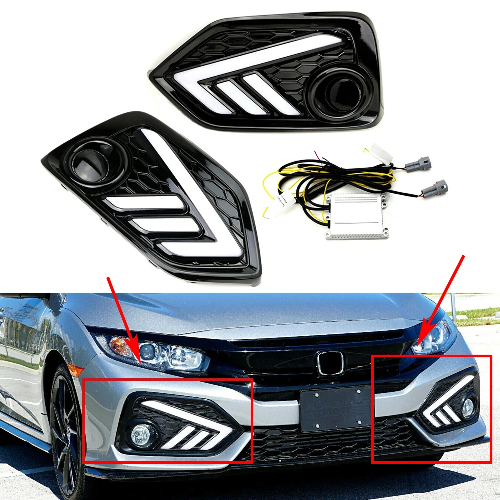 

Car LED Lights Daytime Running Turn Signal Light For Honda Civic 2017 2018 2019 2020 2021