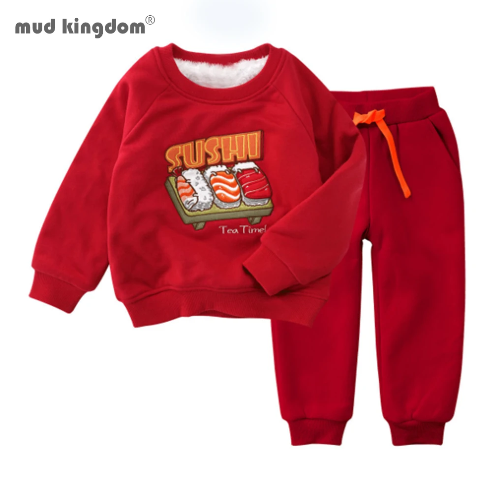 

Mudkingdom Winter Baby Warm Clothes Cartoon Thick Sweatershirt Pant Set Children's Suit Baby Two Piece