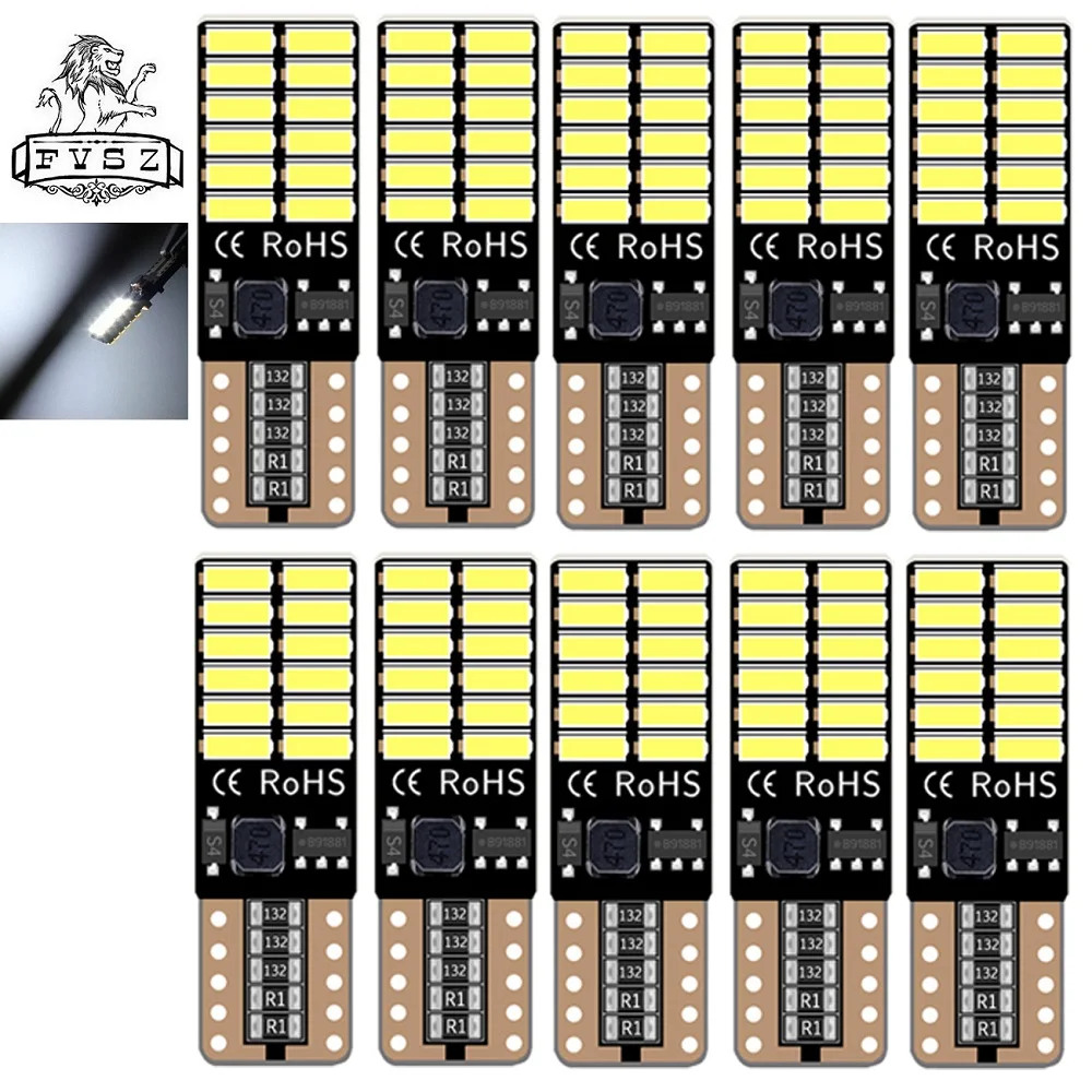 10 шт. светодиодные автомобильные лампы T10 от w5w CANBUS 4014 24smd 8 Вт 6000K светоизлучающие