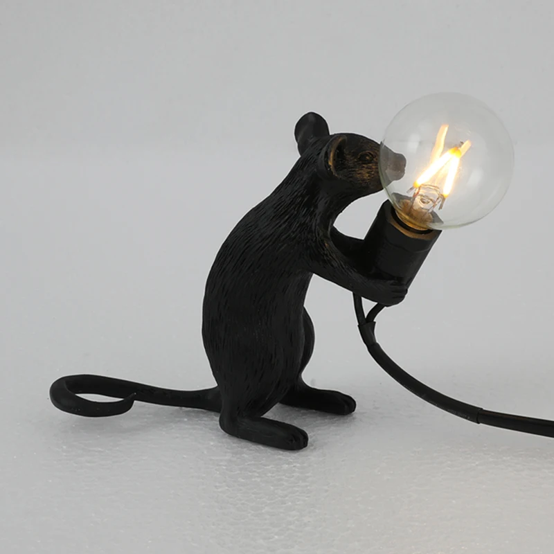 Новая настольная лампа в форме мыши, настольный светильник из смолы, прикроватный светильник, домашний декор для комнаты XSD88 - Цвет: Black US Plug