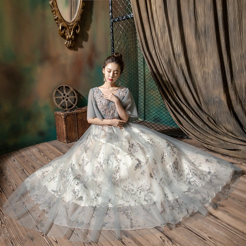 fairy flower vine half sleeve gown 