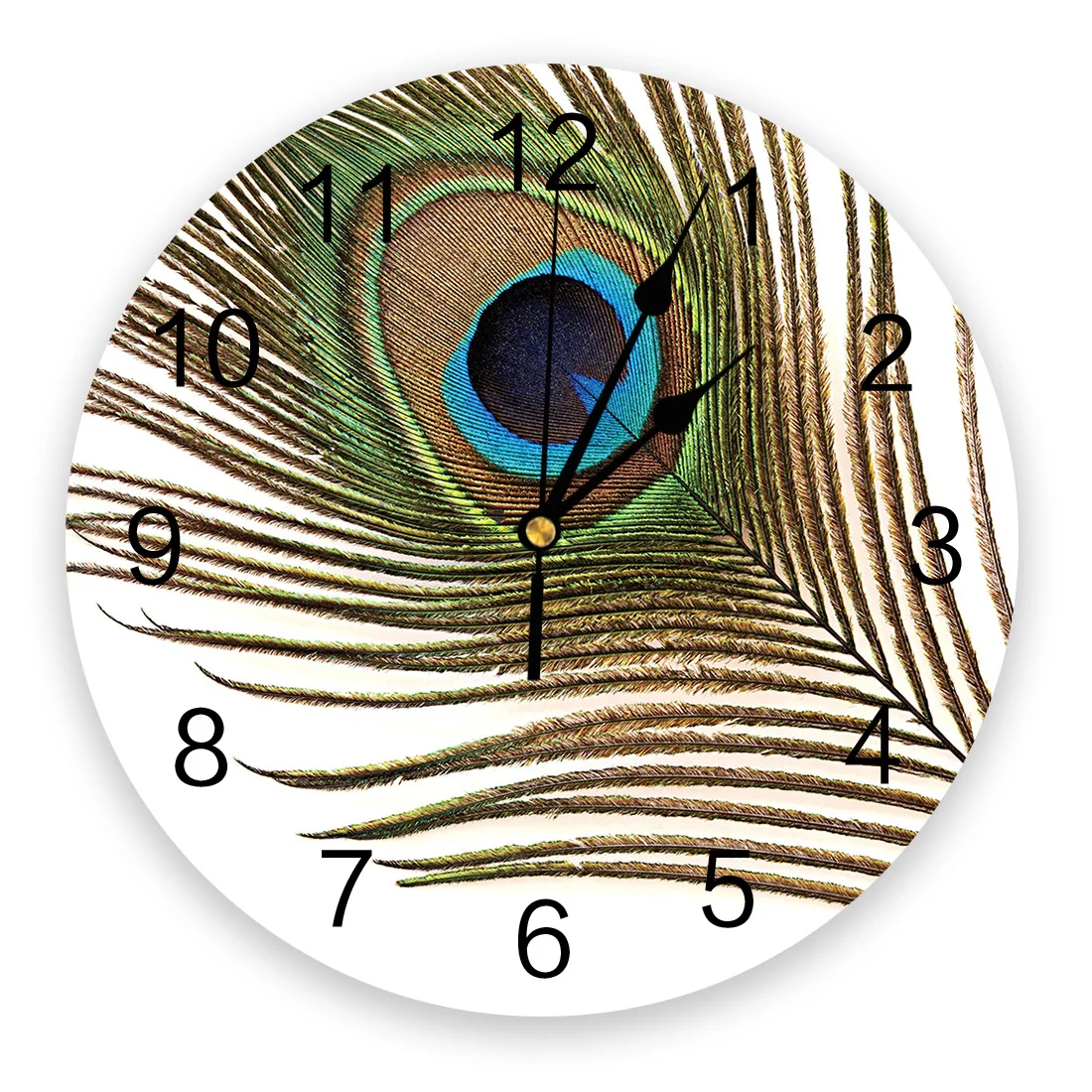 Animal Peacock Feather 3D Wall Clock Modern Design Living Room Decoration Kitchen Art Watch Home Decor | Дом и сад