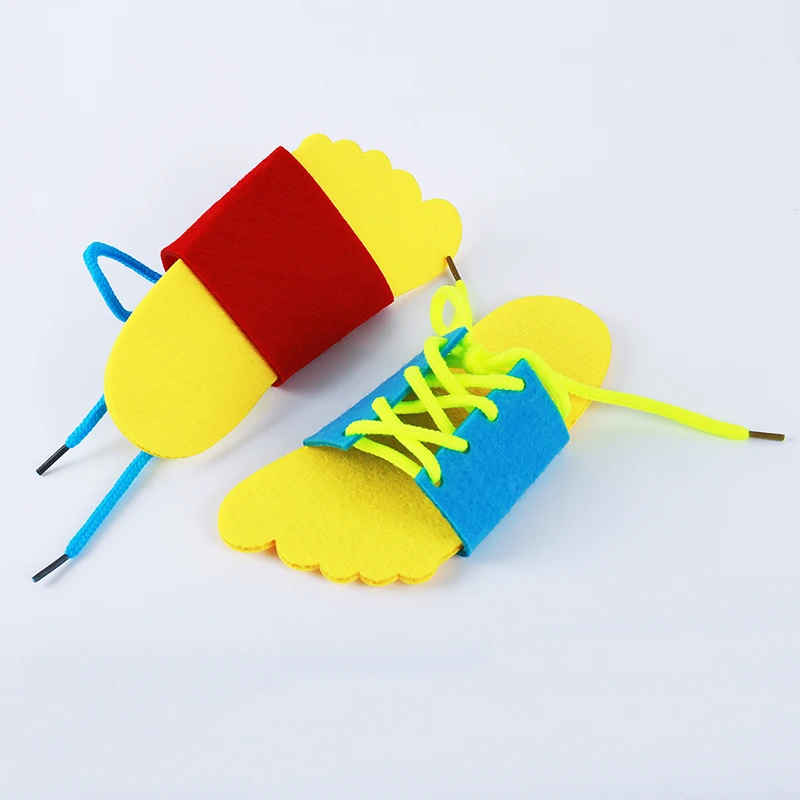 Умная детская деревянная Обувь На Шнуровке Для детей, развивающая игрушка для детей ясельного возраста, обучающая игрушка на шнурках