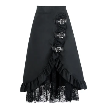 

Women Skirts Sexy Long Maxi Steampunk Elastic Skirts Pencil Vintage Skirt Black Midi Gothic Corset A-line Lace Skirt