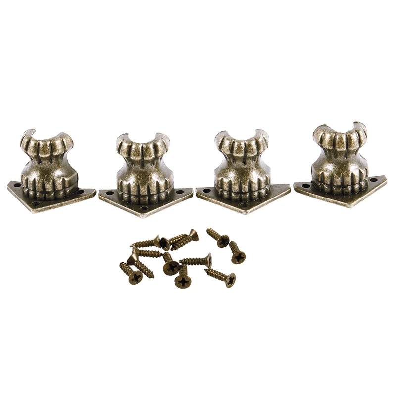 

4PCS Antique Hardware Jewelry Wood Box Case Feet Leg Corner Protector Decor