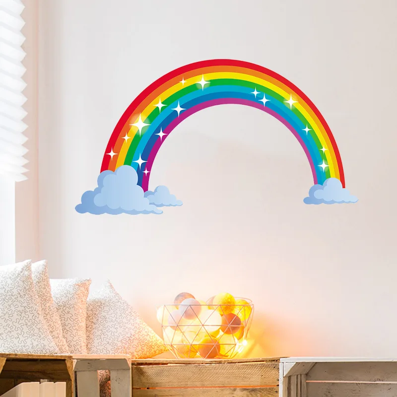 Shiny Rainbow 40 * 73cm Wall Stickers for Kid Living Room Mural Room Decoration Sticker Kindergarten Creative Children Gift