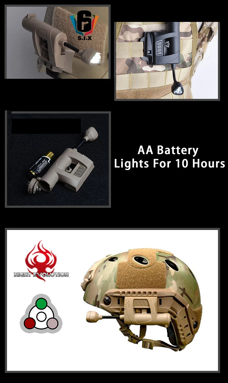 Ночной Тактический Airsoft Charge Mpls Шлем светильник 4 режима зеленый красный белый ИК
