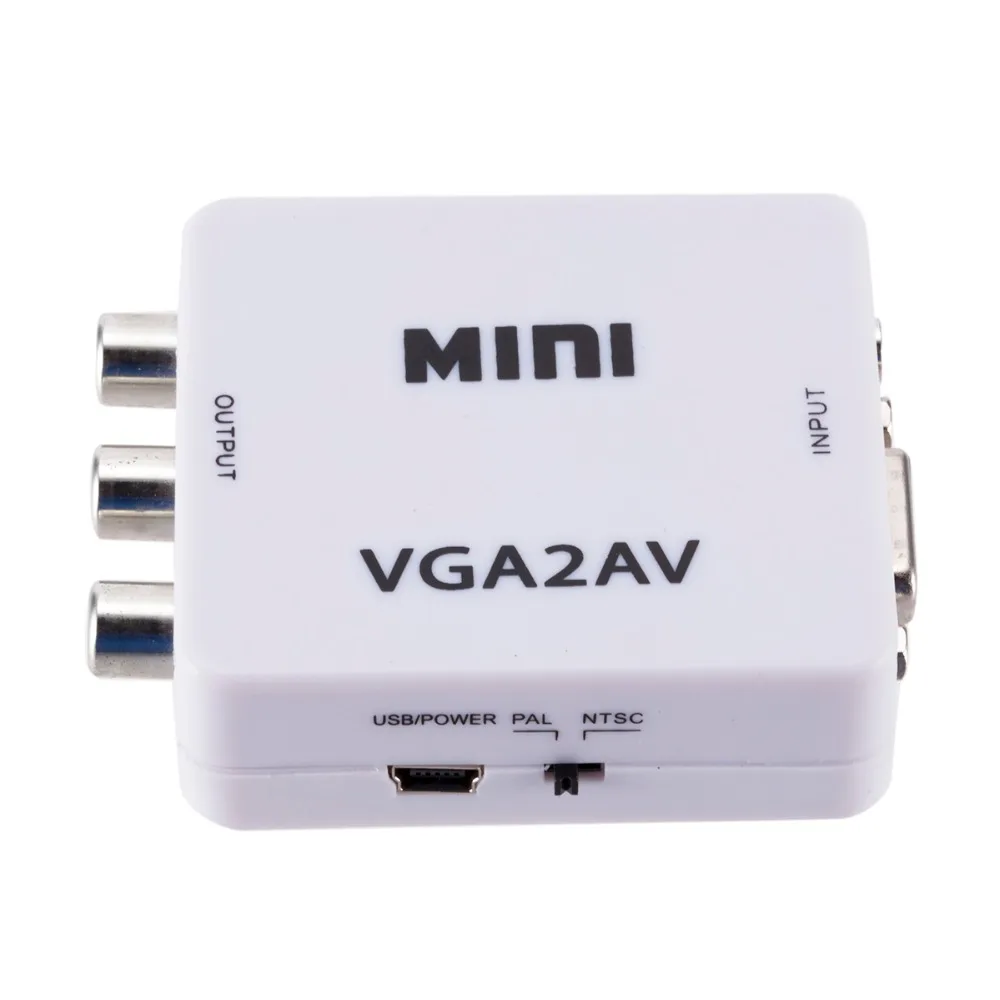 VGA to AV Mini Converter Scaler Adapter Support 1080P VGA2AV Converter PC to TV HD Computer TV