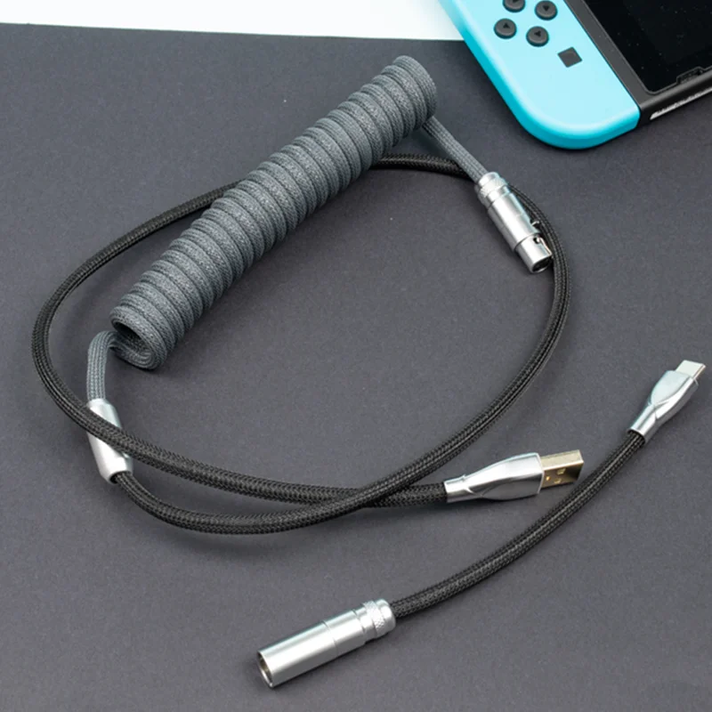 

WOWLAB Manually Customized Mechanical Keyboard Cable USB Spiral Spring Cable Type-c Mini Multi-color Aviation Plug Data Cable